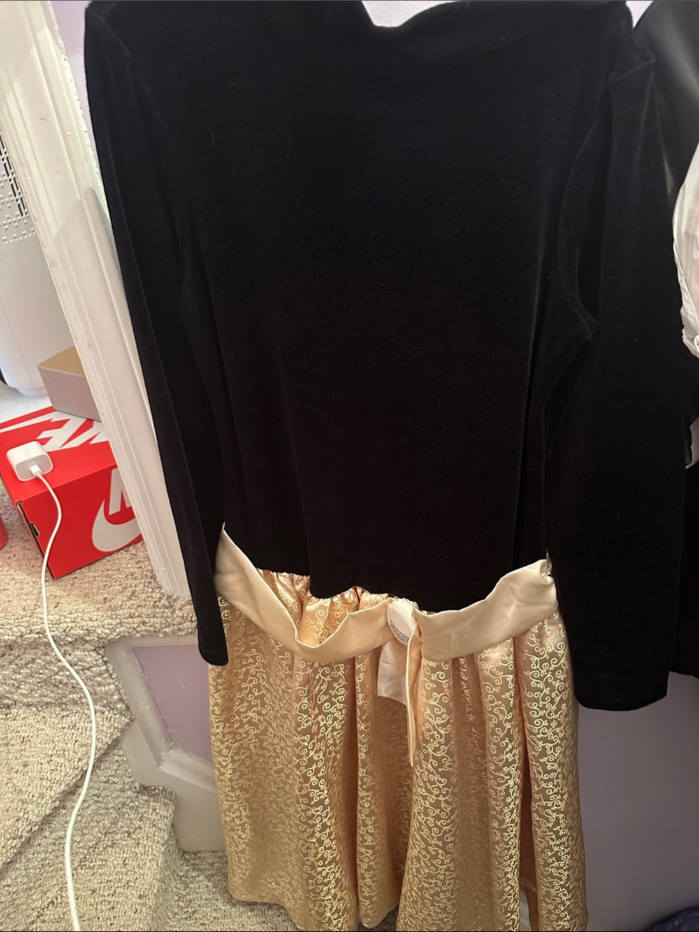 American Girl Black Velvet Top with Gold Brocade Skirt